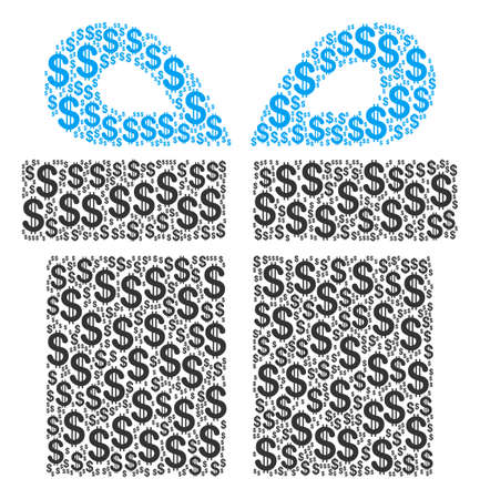 Present collage of dollar symbols. Vector dollar currency symbols are grouped into present illustration.のイラスト素材