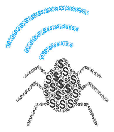 Radio Bug mosaic of dollar symbols. Vector dollar currency symbols are organized into radio bug composition.のイラスト素材