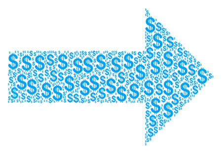 Right arrow icon made of mosaic of dollar signs.のイラスト素材