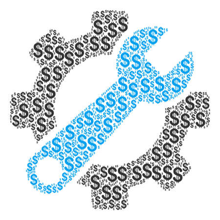 Service Tools composition of dollar symbols. Vector dollar icons are combined into service tools collage.のイラスト素材