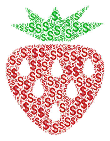 Strawberry composition of dollar symbols. Vector dollar symbols are organized into strawberry mosaic.のイラスト素材