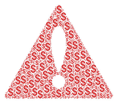 Warning collage of dollar symbols. Vector dollar currency pictograms are combined into warning mosaic.のイラスト素材