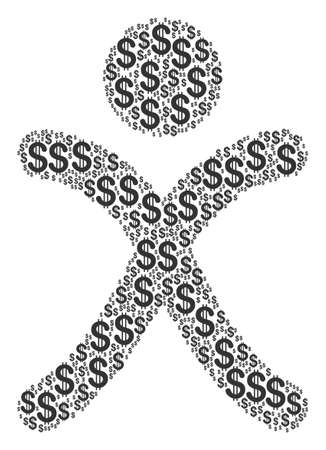 X Generation Boy composition of dollar symbols. Vector dollar pictograms are organized into x generation boy composition.のイラスト素材