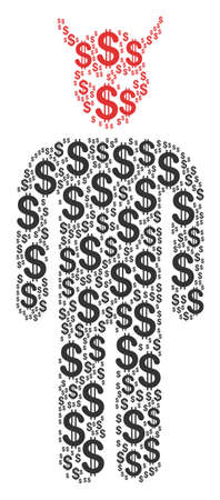 Daemon or demon composition of dollar symbols. Vector dollar pictograms are composed into daemon composition.のイラスト素材