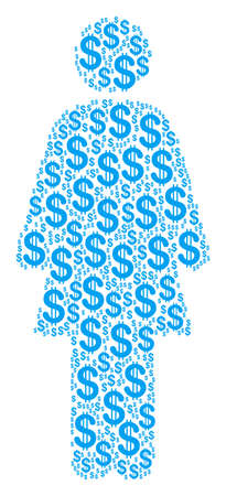 Woman Person composition of dollars. Vector dollar symbols are composed into woman person collage.のイラスト素材