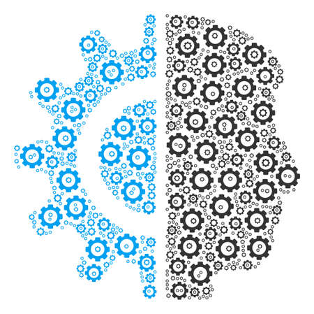Android Robotics collage of mechanical wheels. Vector mechanical wheel objects are organized into android robotics composition.のイラスト素材