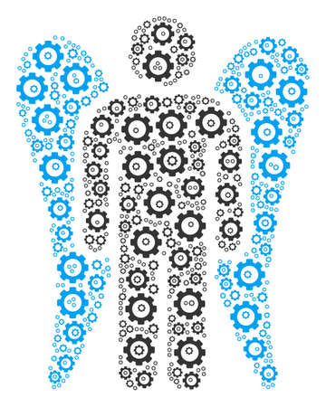 Angel composition of cog wheels. Vector cog wheel parts are organized into angel collage.のイラスト素材