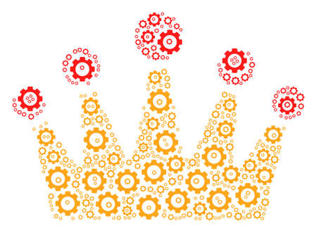 Crown mosaic of gear components. Vector gear pictograms are organized into crown collage.のイラスト素材