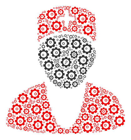 Doctor composition of cog wheels. Vector gearwheel symbols are grouped into doctor figure.のイラスト素材