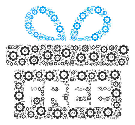 Free Gift composition of cog wheels. Vector gear components are combined into free gift collage.のイラスト素材