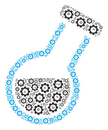 Retort composition of cogwheels. Vector gear wheel pictograms are united into retort shape.のイラスト素材