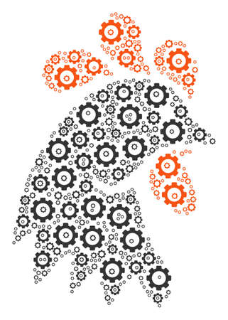 Rooster Head collage of gear elements. Vector cogwheel components are composed into rooster head illustration.のイラスト素材