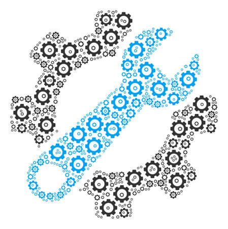 Service Tools composition of gear components. Vector gear components are grouped into service tools illustration.のイラスト素材