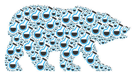 Bear collage combined of retort elements. Vector retort design elements are organized into conceptual bear illustration.のイラスト素材