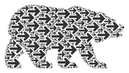 Bear pattern combined of right arrow elements. Vector right arrow pictograms are composed into mosaic bear composition.のイラスト素材