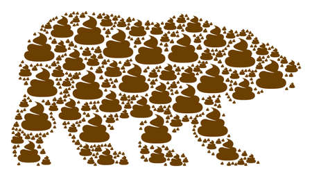 Bear collage made of shit elements. Vector shit design elements are combined into mosaic bear composition.のイラスト素材
