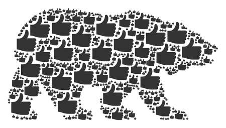Bear collage composed of thumb up icons. Vector thumb up items are composed into conceptual bear composition.のイラスト素材