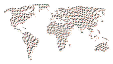 International map concept done of brush elements. Vector brush icons are united into conceptual continent plan.のイラスト素材