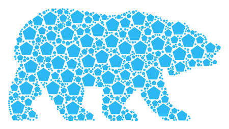 Bear concept done of filled pentagon pictograms. Vector filled pentagon icons are combined into conceptual bear collage.のイラスト素材