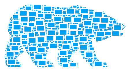 Bear concept composed of filled rectangle pictograms. Vector filled rectangle icons are united into conceptual bear pattern.のイラスト素材