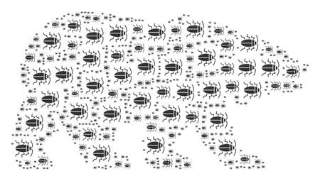 Bear collage made of cucaracha pictograms. Vector cucaracha items are combined into conceptual bear collage.のイラスト素材