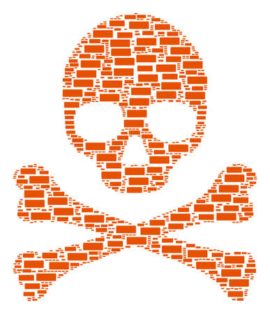 Skull concept organized of building brick icons. Vector building brick pictograms are organized into geometric skull composition.のイラスト素材