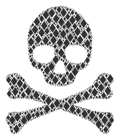 Death mosaic constructed of filled rhombus design elements. Vector filled rhombus pictograms are composed into geometric skull pattern.のイラスト素材