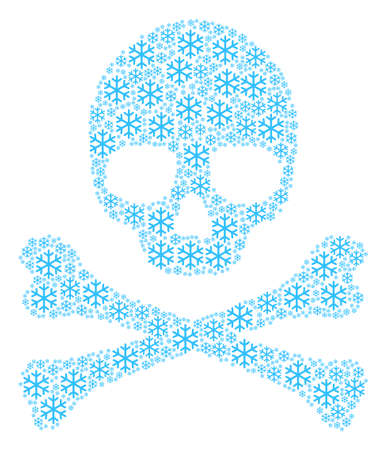 Skull concept done of snowflake icons. Vector snowflake items are composed into mosaic deadly collage.のイラスト素材