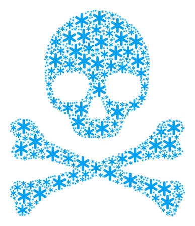 Skull pattern combined of snowflake icons. Vector snowflake design elements are united into geometric risk composition.のイラスト素材
