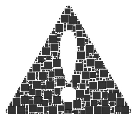 Advice Triangle Sign composition made of filled square pictograms. Vector filled square items are organized into geometric warning symbol composition.のイラスト素材