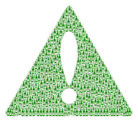 Notice Symbol mosaic designed of wine bottle design elements. Vector wine bottle pictograms are combined into conceptual caution symbol collage.のイラスト素材