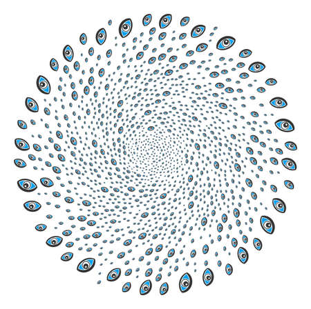 Vision curl bang. Object burst designed from scattered vision items. Vector illustration style is...