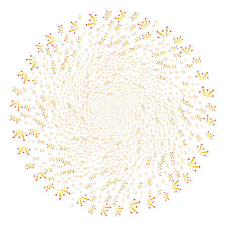 Fireworks Explosion twirl stream. Object spiral done from scatter fireworks explosion items. Vector illustration style is flat iconic symbols.のイラスト素材