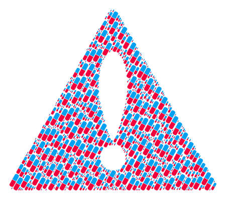 Caution Symbol collage constructed of pill pictographs.のイラスト素材