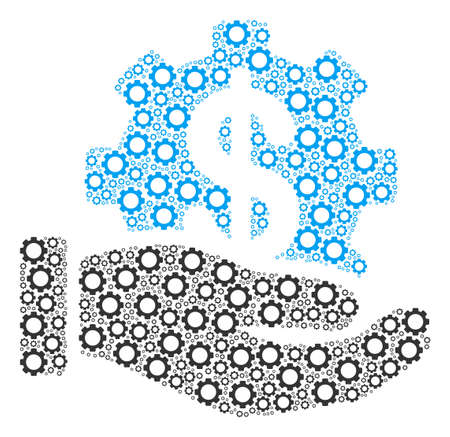Development Service mosaic of gears. Vector gearwheel objects are organized into development service figure.のイラスト素材