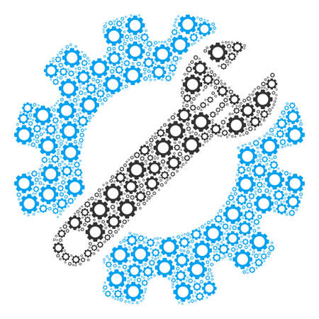 Service Tools mosaic of vector gears. Vector cog items are grouped into service tools collage.のイラスト素材