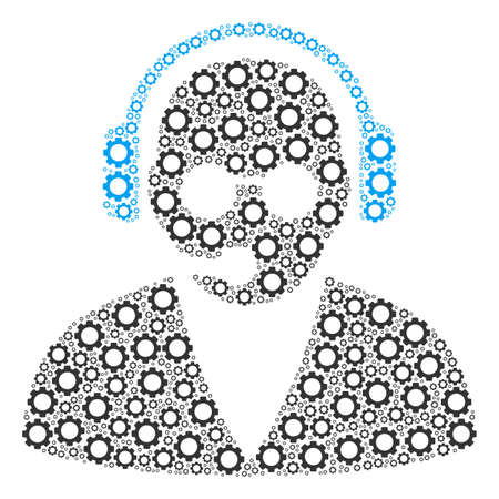 Support Operator mosaic of gear elements. Vector cog wheel parts are organized into support operator mosaic.のイラスト素材