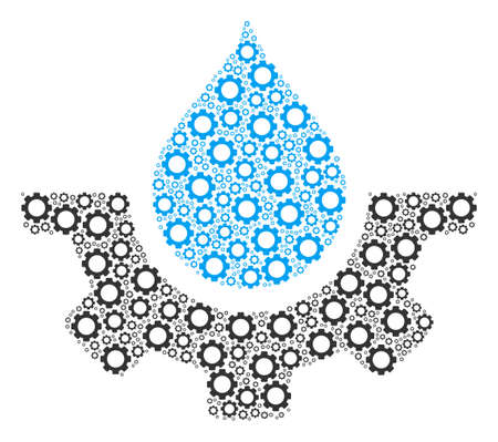 Water Service collage of gearwheels. Vector cogwheel objects are organized into water service composition.のイラスト素材