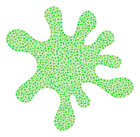 Blot composition of round dots in variable sizes and eco green color tints. Circle dots are organized into blot vector composition. Ecology vector design concept.のイラスト素材