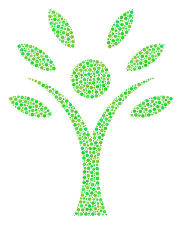 Eco Man mosaic of round dots in various sizes and green color hues. Dots are composed into eco man vector mosaic. Freshness vector illustration.のイラスト素材