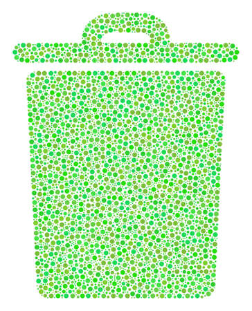 Trash Bin composition of circle dots in various sizes and green color tones. Dots are composed into trash bin vector mosaic. Organic vector design concept.のイラスト素材