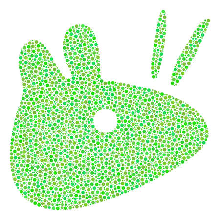 Mouse Head composition of circle dots in various sizes and fresh green color tones. Circle dots are composed into mouse head vector mosaic. Ecology vector design concept.のイラスト素材