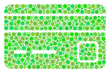 Bank Card mosaic of filled circles in variable sizes and green color tones. Vector round elements are composed into bank card illustration. Ecological vector illustration.のイラスト素材