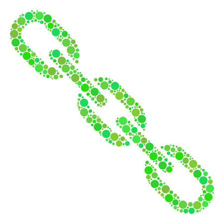 Chain composition of circle elements in various sizes and fresh green color hues.のイラスト素材