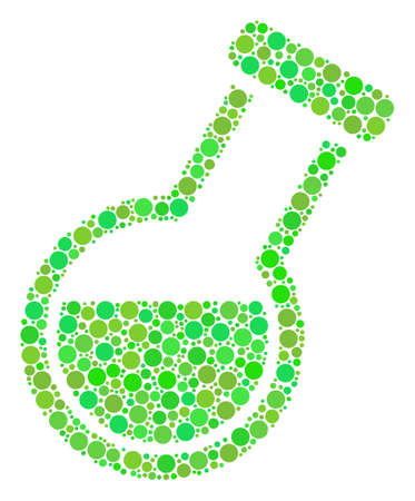 Chemistry Tube mosaic of dots in variable sizes and fresh green color tones.のイラスト素材