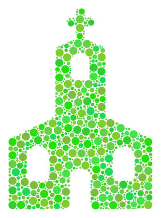 Christian Church mosaic of circle elements in various sizes and ecological green color tinges.のイラスト素材