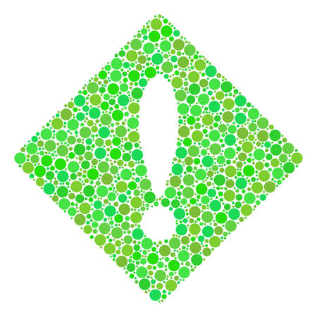 Error mosaic of dots in different sizes and fresh green color hues. Vector filled circles are combined into error illustration. Fresh vector illustration.のイラスト素材