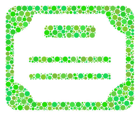 License collage of circle elements in variable sizes and fresh green color hues. Vector circle elements are organized into license mosaic. Freshness vector illustration.のイラスト素材