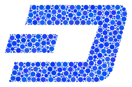 Dash Currency mosaic of circle dots in various sizes and color tones. Dots are combined into dash currency vector composition. Vector design concept.のイラスト素材