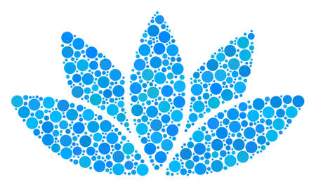Lotus Flower mosaic of circle dots in various sizes and color hues. Dots are organized into lotus flower vector composition. Vector illustration.のイラスト素材
